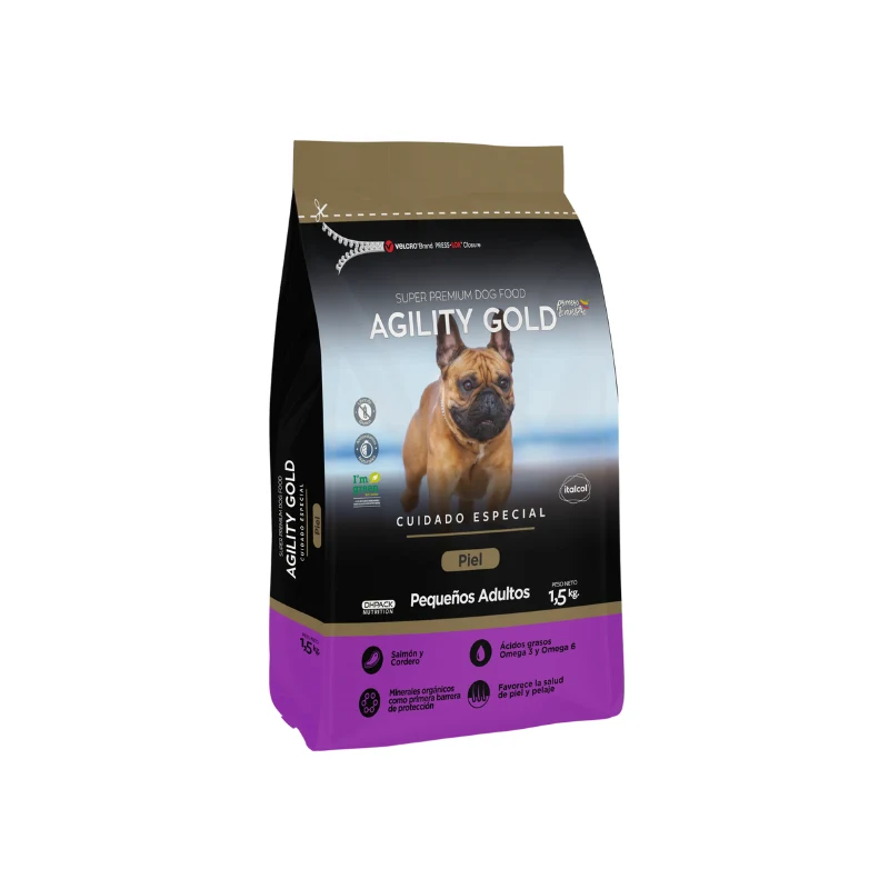 Empaque de Agility Gold Cuidado de la Piel razas pequeñas