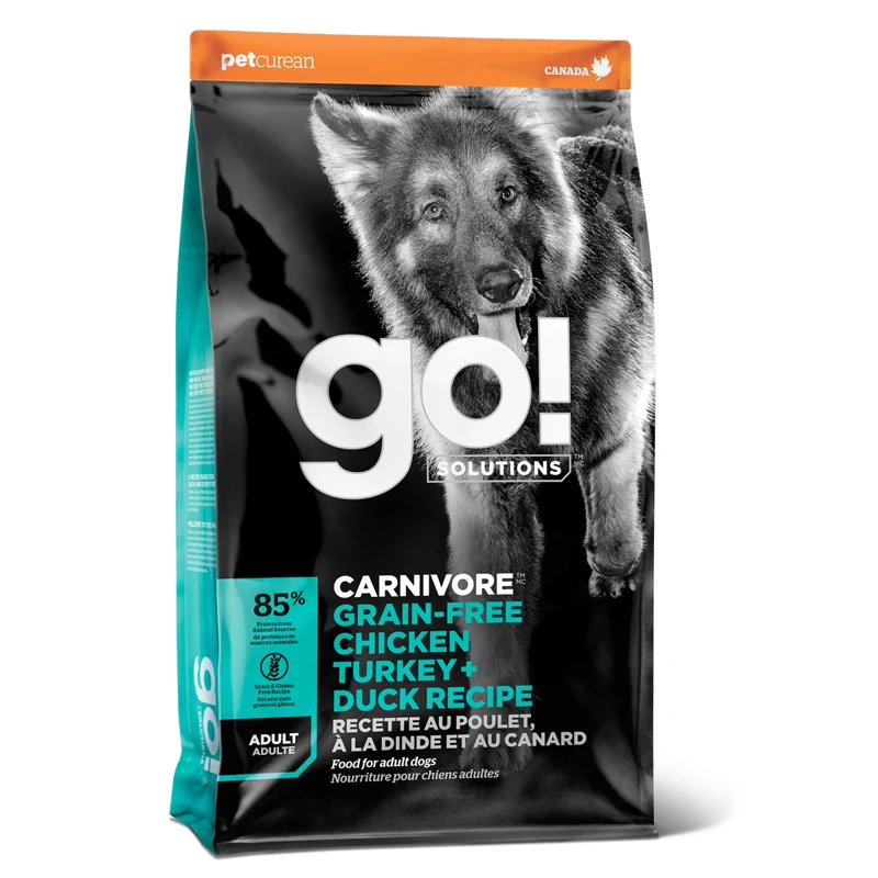 Empaque de Go! Carnivore Receta De Pollo. Pavo Y Pato Para Perros Adultos