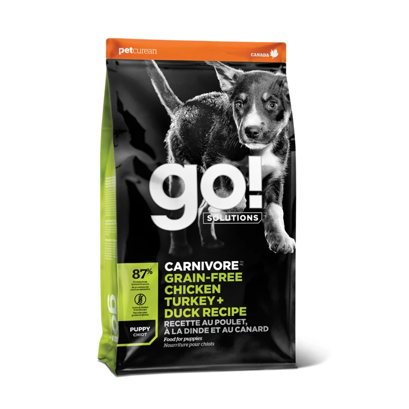 Empaque de Go! Carnivore Receta De Pollo. Pavo Y Pato Para Perros Cachorros