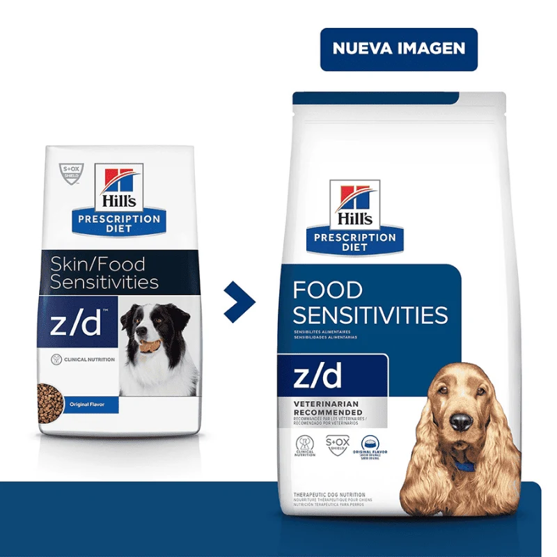 Empaque de Hills Prescription Diet Sensibilidades alimentarias z/d