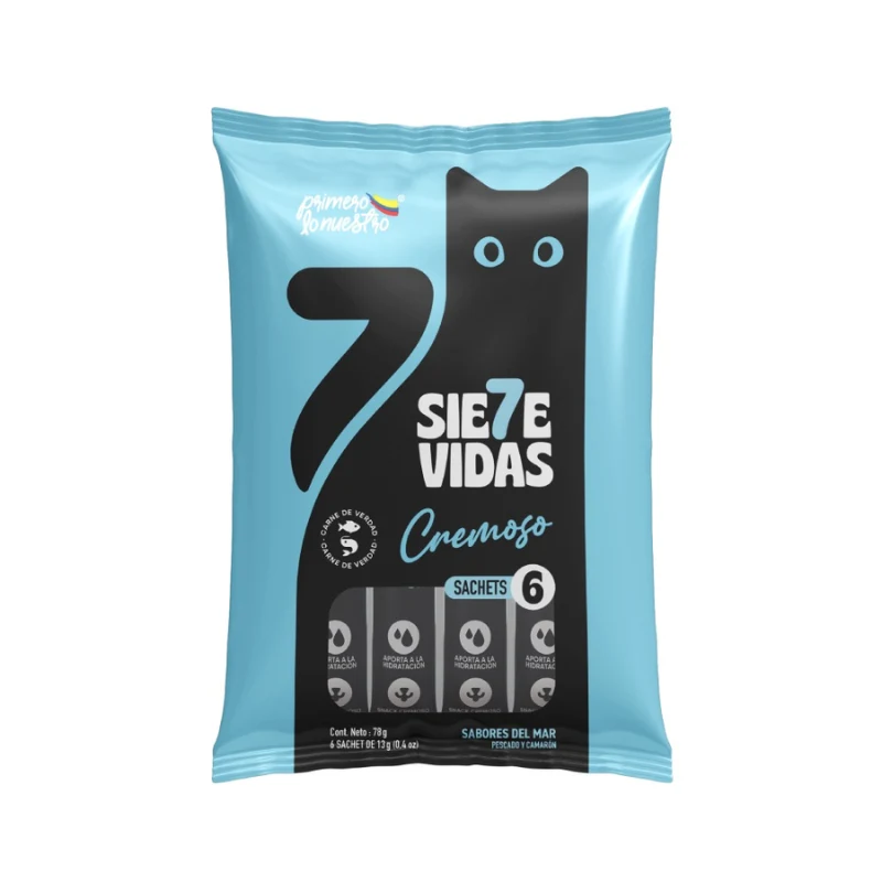 7 Vidas Cremoso x 16 g para Gatos Adultos x 6 und