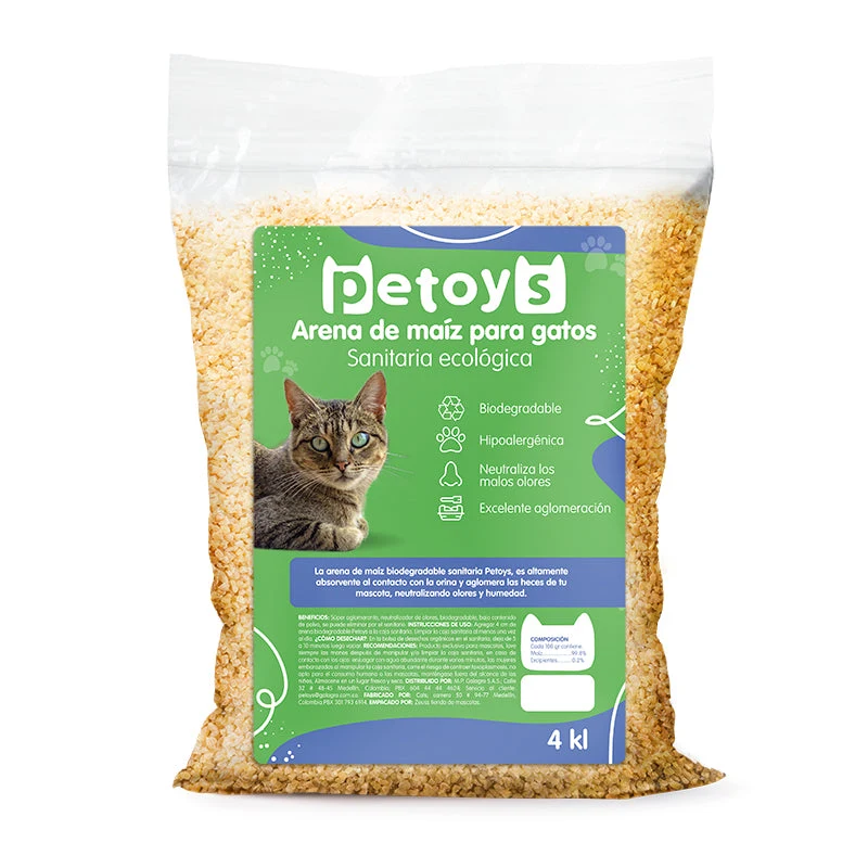 Arena de maíz para gatos
