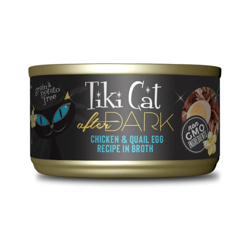 Tiki Cat After Dark de Pollo y Huevo de Codorniz en Caldo para Gatos