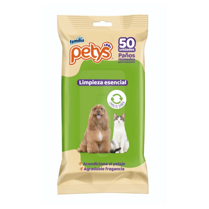 Pañitos Húmedos Petys Limpieza Esencial x50 Und