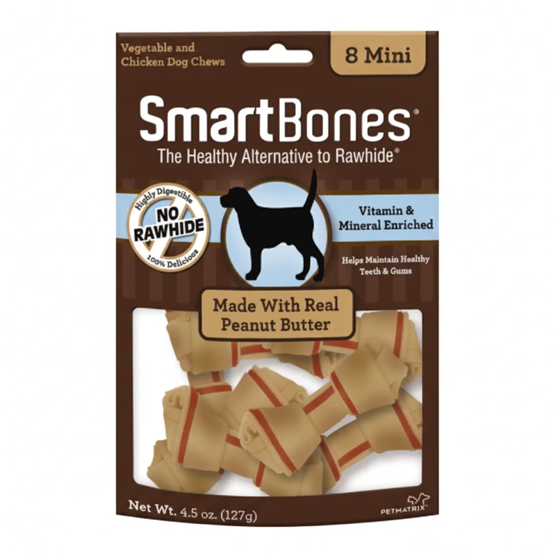 Snack para perros pequeños Smartbones Mantequilla de Mani Paquete 8 Unidades